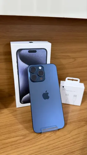 Apple iPhone 15 Pro Max Blue Titânio 256GB Caixa Original Cabo Nota Fiscal