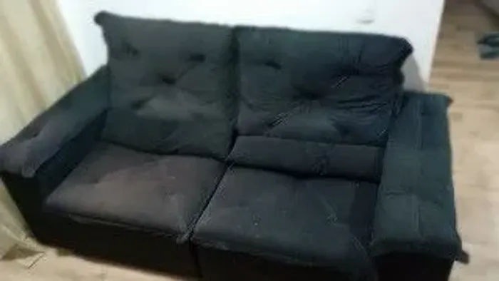 Sofá Retrátil e Reclinável 2 Lugares - Modelo Grécia - Suede Preto