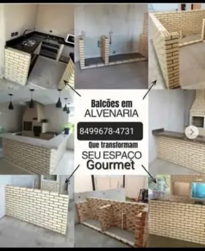Seu Espaço Gourmet, Churrasqueira, Balcões de alvenaria ... Parnamirim-RN