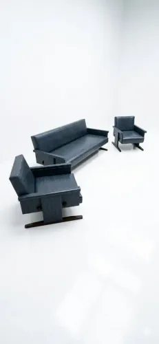 Conjunto Sofá Modernista anoa 50/60 - Design - 2 Poltronas + Sofá