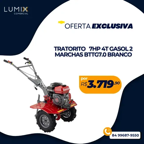 TRATORITO 7HP 4T GASOL 2 MARCHAS BTTG7.0 BRANCO