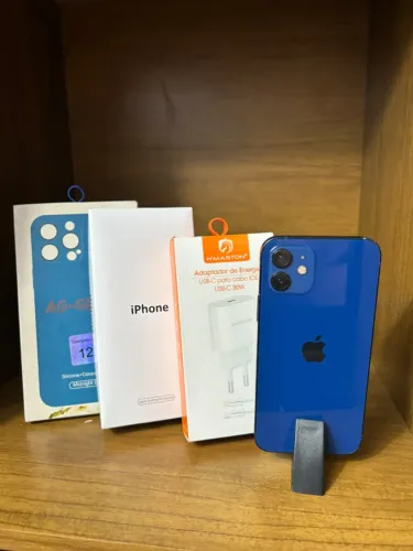 IPHONE 12 AZUL 128 GB com Caixa e Nota Fiscal Bateria 100%
