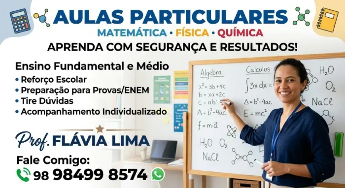 Aula Particular: Matemática, Física e Química - Fundamental e Médio