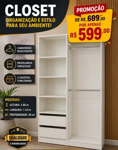 Closet 100% MDF Entrega Grátis