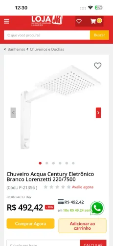 Chuveiro Century Lorenzeti 220v pouco uso branco