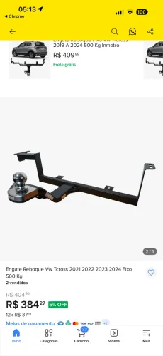 Engate Reboque Vw Tcross 2021 2022 2023 2024