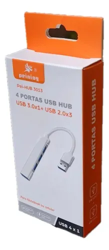 Hub Tipo C Para Usb 4x Com Portas Usb 3.0 E 2.0 Pen Drive Prateado