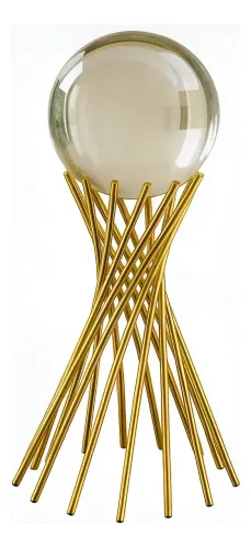 Escultura Modali Espiral Dourada com Bola de Cristal p/ Mesa