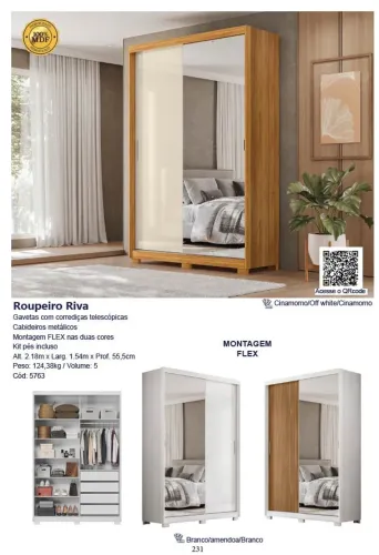 Guarda roupa Riva 100% mdf