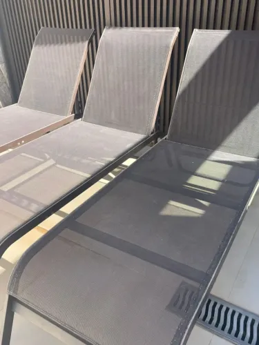  KIT COM 3 CADEIRAS - Espreguiçadeira para piscina / jardim em aluminio e tela 