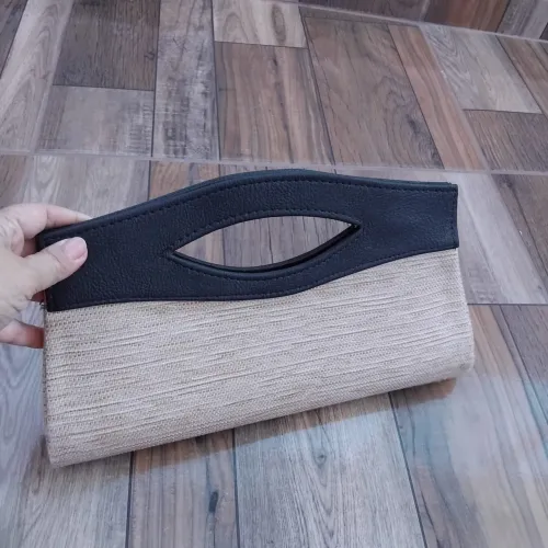 carteira bolsa clutch de mão de palha de