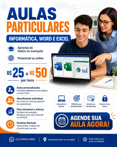 Aulas Particulares de Informática, Word e Excel