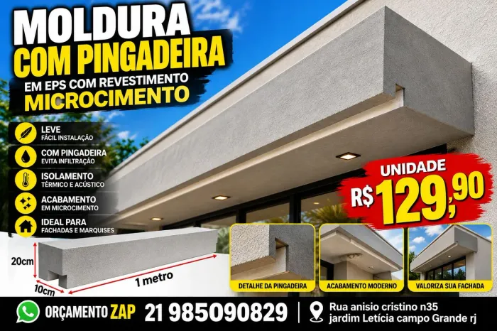 Moldura com pingadeira eps com revestimento microcimento