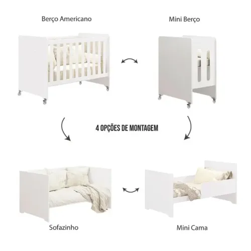 BERÇO EVOLUTION 4X1 (INCLUSO COLCHÃO DO MINIBERÇO)