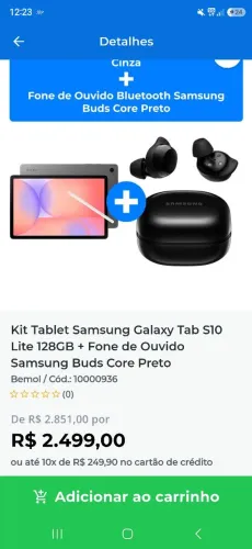 Parcelo 3 vezes no cartão Tablet Samsung S10 cinza