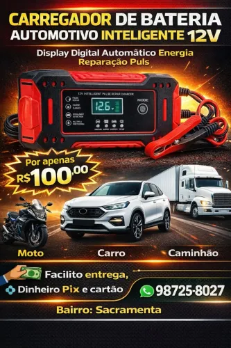 Carregador de bateria 12v carga inteligente, e com correção de bateria 