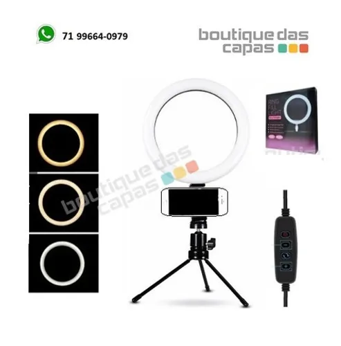Ring light iluminador 16CM c controle,suporte para celular e tripe de mesa
