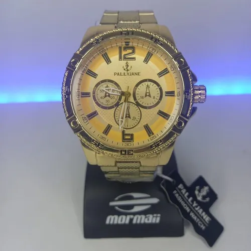 Relógio masculino pallyjane dourado 