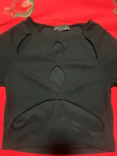 Cropped manga longa preto