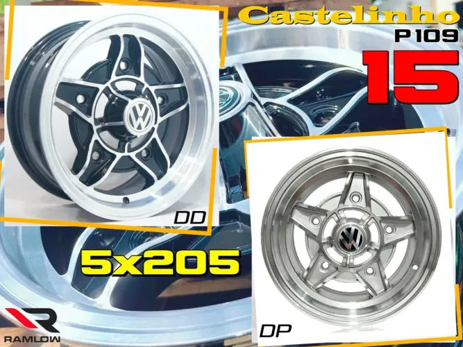 Rodas aro 15 Castelhino P109 5x205 para Volkswagen Fusca novas