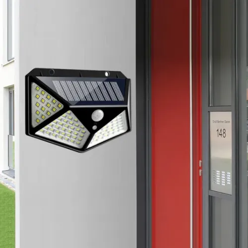 Luminária Solar 100 Leds Com Sensor Presença Sem Fio Uso Interno e Externa 3 Modos