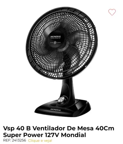 Ventilador de mesa mondial turbo vsp 40 cm 6 pás 110v