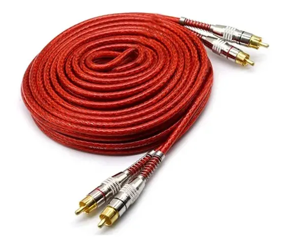 Cabo Rca Prime Dupla Blindagem Cobre 5 Metros 5mm Vermelho