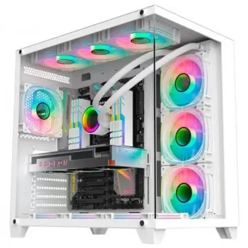 Gabinete Gamer K-Mex Ghost Shark, CG-W2J1, Lateral e Frontal em Vidro, Sem Fonte, Sem Fan