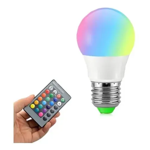 Lâmpada Led 3w 16 Cores Rgb Controle Remoto E27 Decorativa Bivolt wpp:43. *
