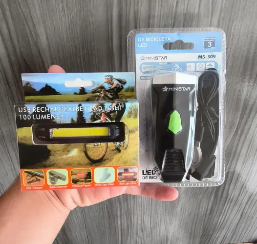Farol de Bicicleta USB Recarregável Lumens