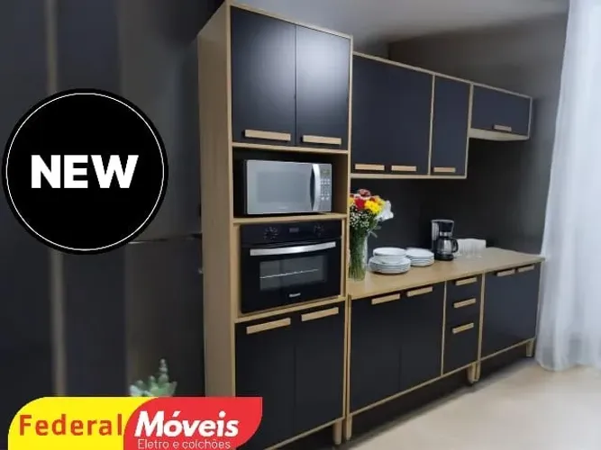 Armário de Cozinha Completa All Black TEMOS CREDIÁRIO