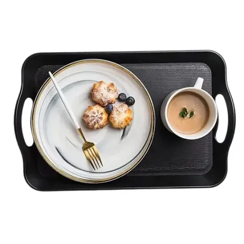 bandeja retangular para café da manhã com alça de plástico monaliza mz-33203