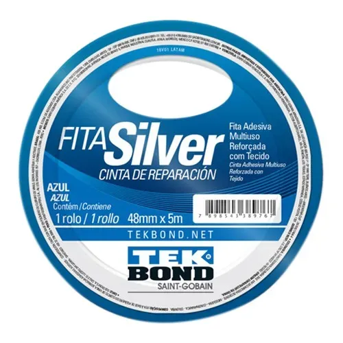 Fita Silver Tape Azul 48mm x 5m - Tekbond