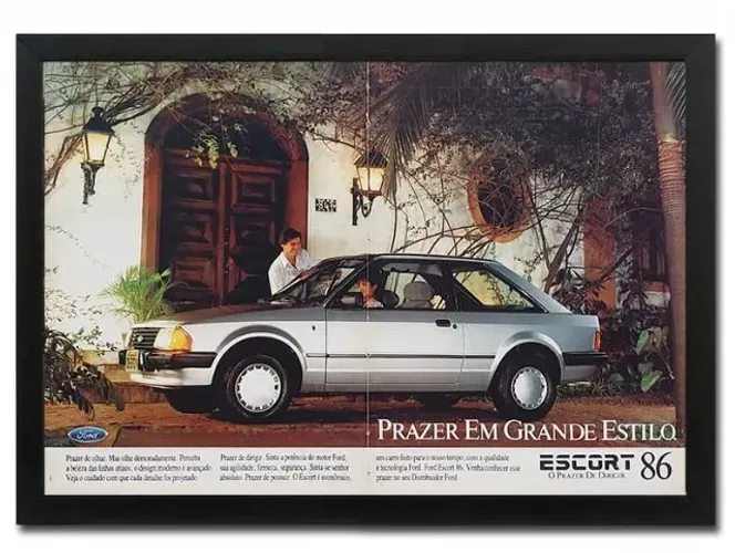 Ford Escort GL ou Ghia - Quadro decorativo com propaganda/matéria original de revista