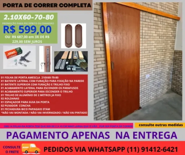 porta suspensa de corre cód 47N - entregamos zs-zl-zo-zn-abc