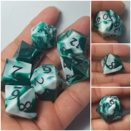 Conjunto dados RPG de mesa Efeito Mármore, jogo de dados artesanais Set