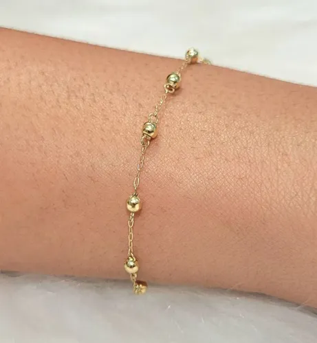 DRSCONTO Pulseira Bolinhas Ouro 18k