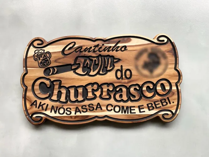 Placa Decorativa Personalizada em Madeira Teca