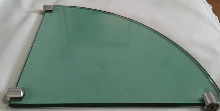 Prateleira de Canto Vidro Temperado Com Suporte 8mm -25x25cm - Verde