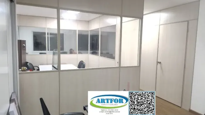Divisórias Escritório Eucatex, Divisórias Instaladas, Divisórias com Vidro e Porta. Artfor