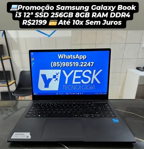 Samsung Galaxy Book i3 12ª SSD 256GB 8GB Até 10x Sem Juros