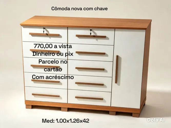 Cômoda 10 gavetas com sapateira e chaves nova