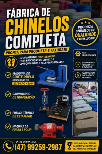 Fábrica de Chinelos Completa - Máquinas + Facas + Pronta para Produzir