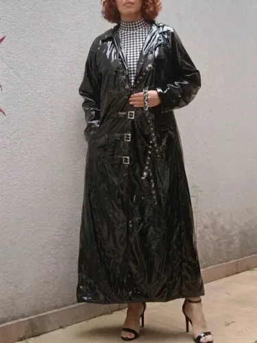 trench coat ideologia vinil preto m