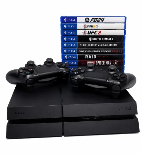 PS4 + 2 CONTROLES + 9 JOGOS + CABOS