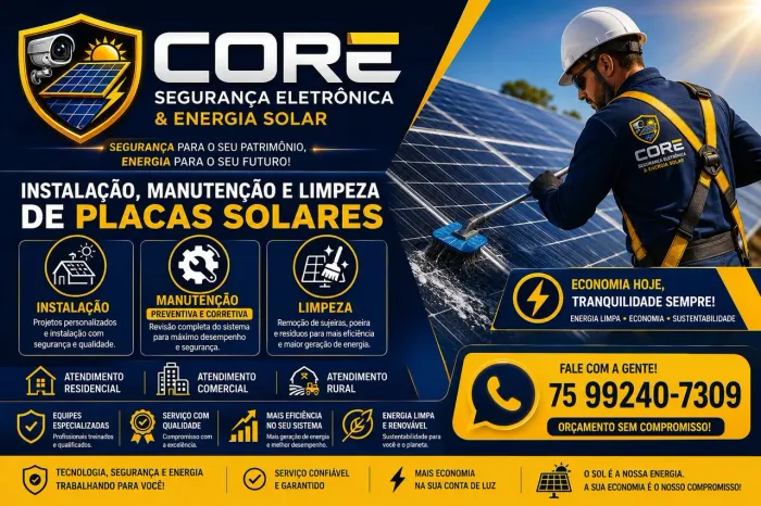 LIMPEZA E MANUTENÇÃO DE PLACAS SOLARES
