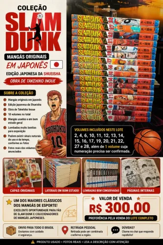 ? SLAM DUNK - COLEÇÃO DE MANGÁS ORIGINAIS EM JAPONÊS ?