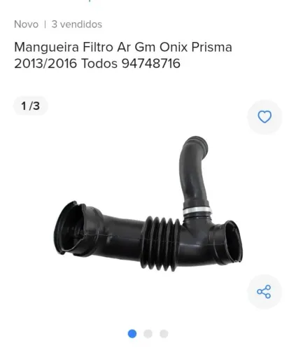 Mangote do filtro de ar do motor onix e prisma