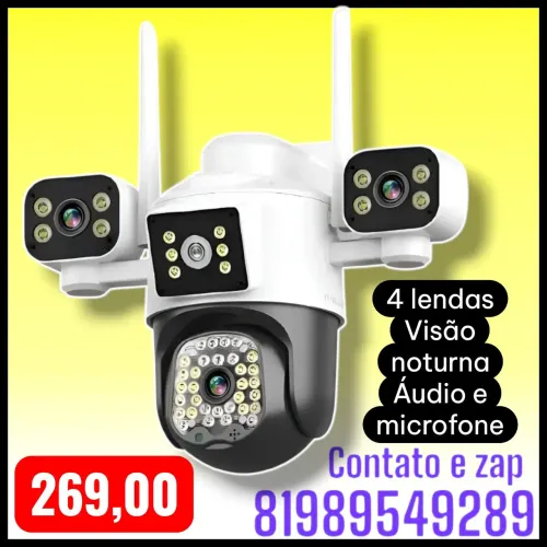 Camera De Segurança Sensor Inteligente 4 Lentes