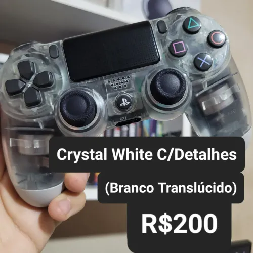 Controle PS4 Original Crystal White (Branco Translúcido) C/Detalhes